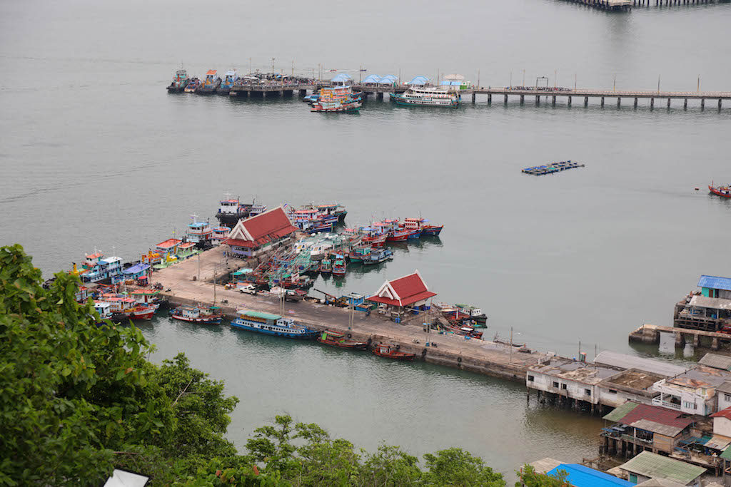 The wharf further away is where you will arrive in Koh Sichang
